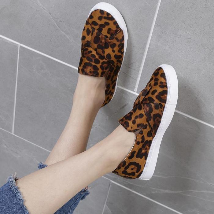 Leopard Print Non-Lace Slip-On Casual Flats