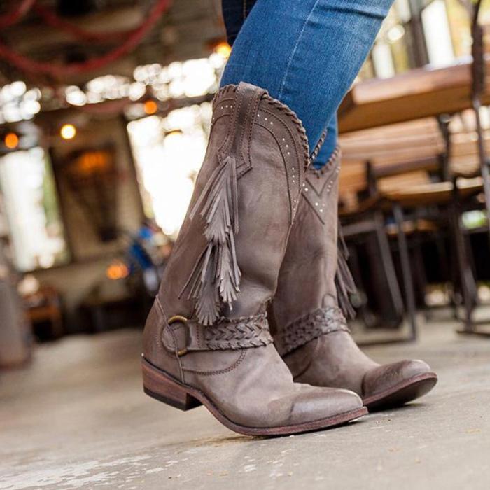 Tassel Vintage Comfy Slip On Boots