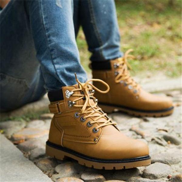 Casual Fashion Outdoor Solid Color High Tube Leather Men Boot Shoes