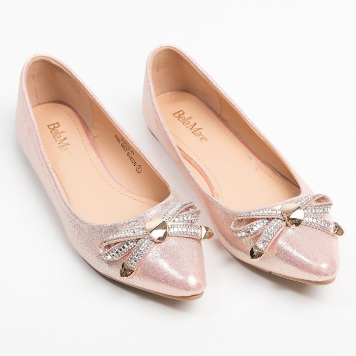 Bow Point-Toe Pink Flats