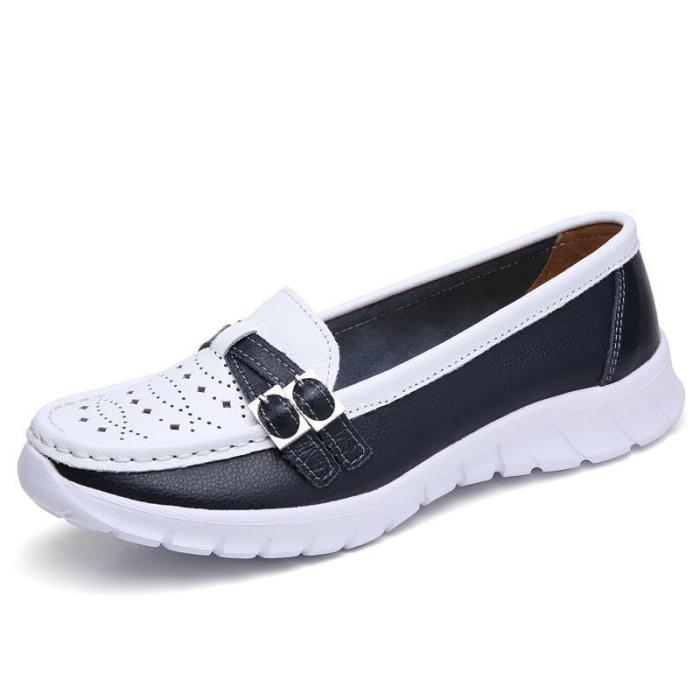 Plus Size Casual Athletic Shoes Hollow-out Color Block Slip On Loafers