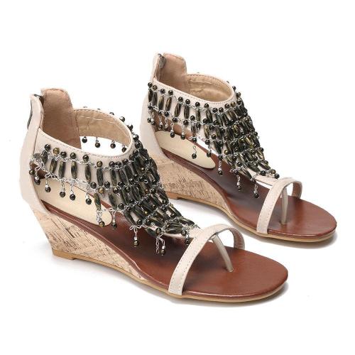 Large Size Bohemia Metal Clip Toe Wedges Casual Sandals