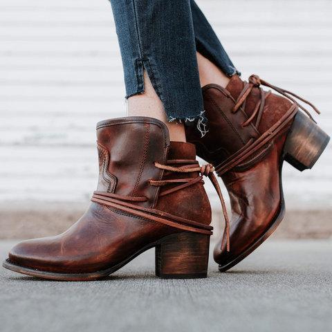 Vintage Low Heel Ankle Casual Boots