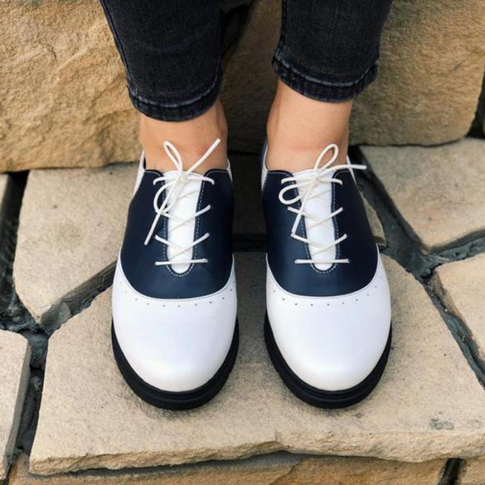 Flats Artificial Leather Lace-Up Comfy Oxford Shoes