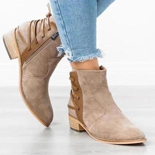Casual Edgy Laced-Up Back Booties