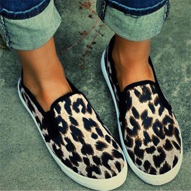 Casual Leopard Print Canvas Shoes With Loafers And Loafers
