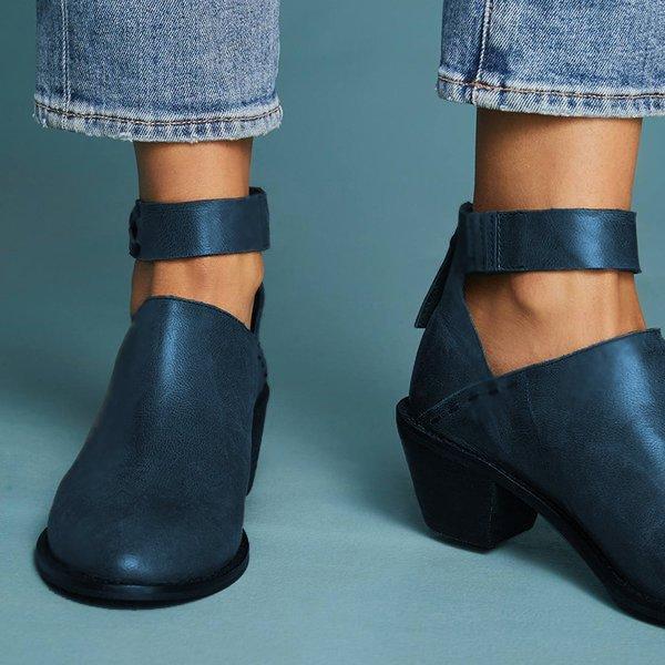Women Chunky Heel Daily Zipper Round Toe Boots