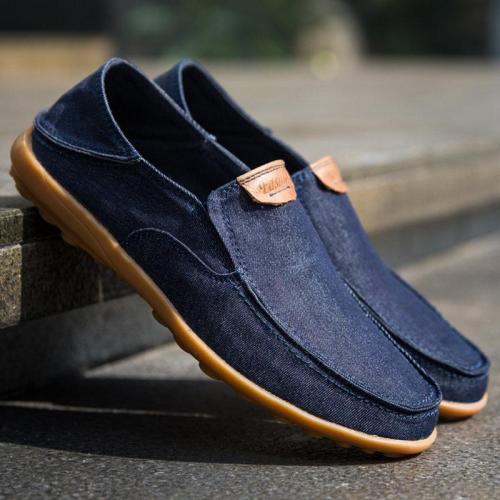 Mens Canvas Collapsible Heel Non-slip Slip On Casual Shoes