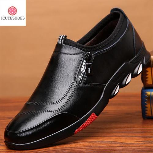 Shoes Mens Loafers Spring Fashion Slip on Leather Shoes Driving Men Soft Black