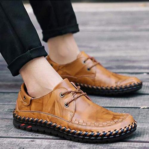Mens Hand-Stitched Loafers Driving Shoes British Style Casual Shoes