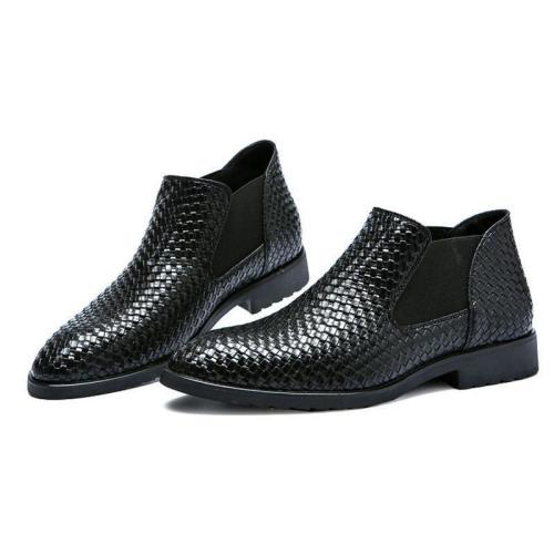 Hand-knitted men's leather Martin boots