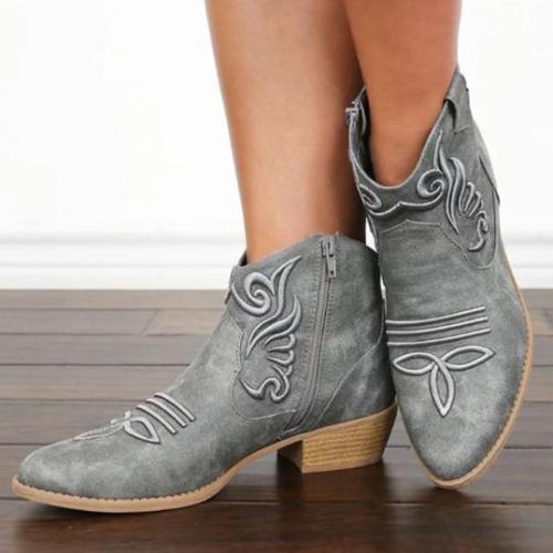 Chunky Low Heeled Round Toe Outdoor Short Ankle Boots