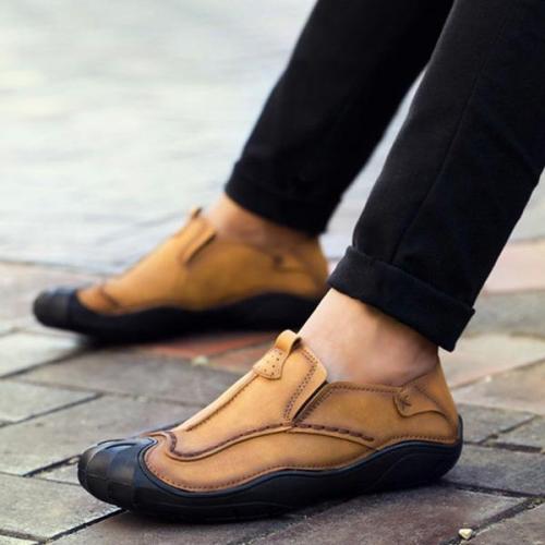 Mens Outdoor Slip-on Flats Hand Stitching Loafers