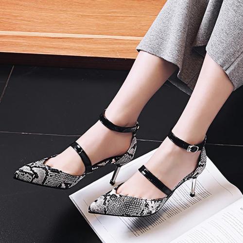 Snakeskin Pattern Pu Cone Heel Pointed Toe Cocktail Party Heels