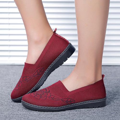 Women's Flyknit Breathable Loafers Fashion Slip On Walking Shoes