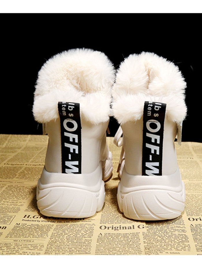 White Winter Plus Velvet Women Boots