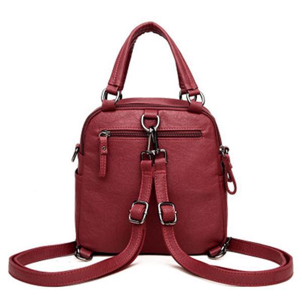 Double Layer Backpack PU Leather Handbag