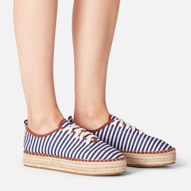 All Season Lace-Up Striped Platform Espadrille Sneakers
