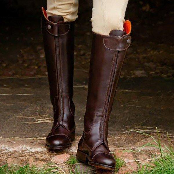Women Chic Zipper Riding Boots Plus Size Knee-high Boots