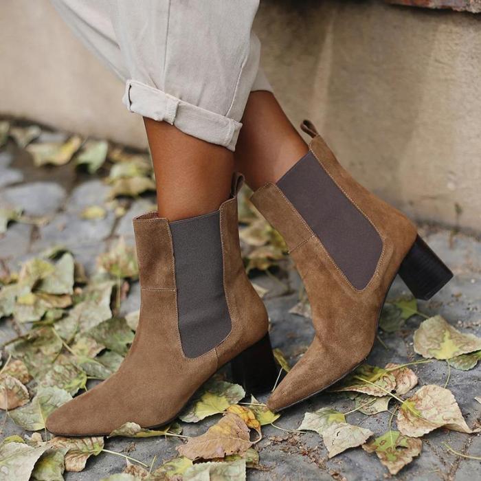Women's fashion color matching high heel ankle boots