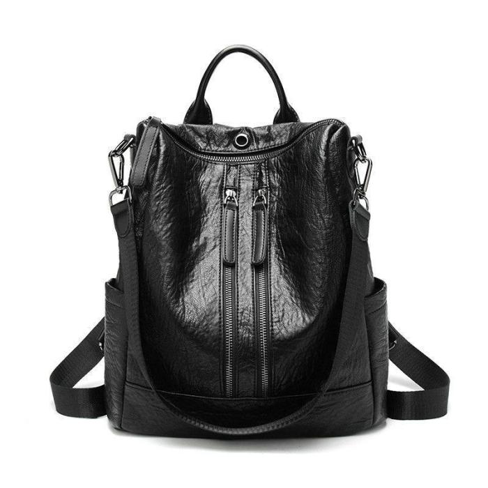 Solid Leisure Soft Multi-function Backpack Large Capacity Shoulder Bag