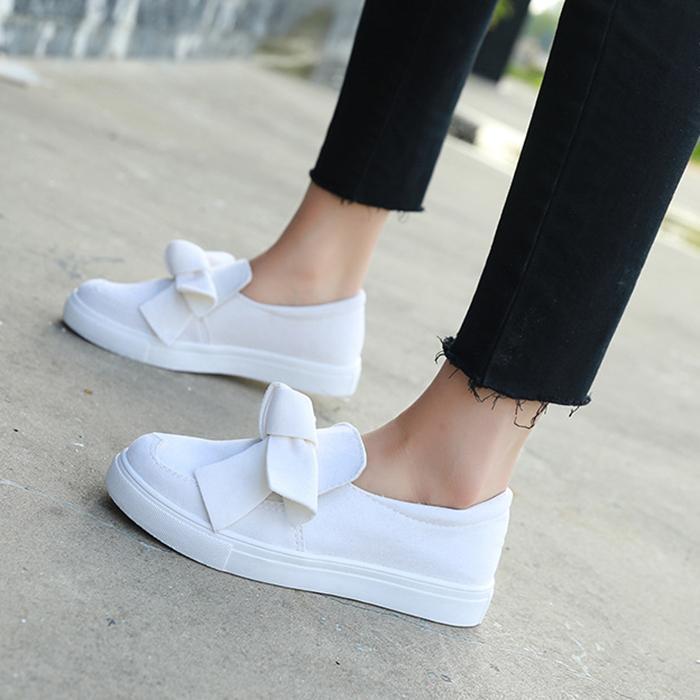 Women Slip-On Loafers Plus Size Bowknot Flat Casual Shoes