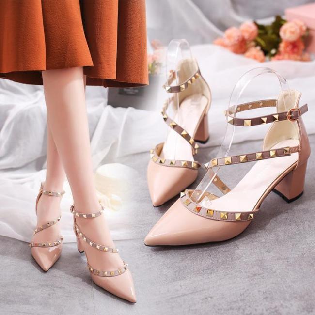 Fashion Rivets Sandals Comfortable High Heels Shoes