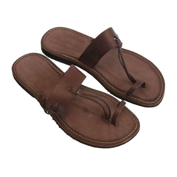Plain Flat Peep Toe Casual Comfort Slippers Sandals
