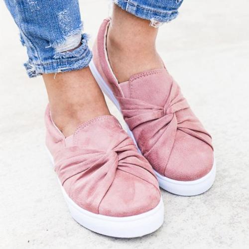 Faux Suede Knot Front Slip-On Sneakers