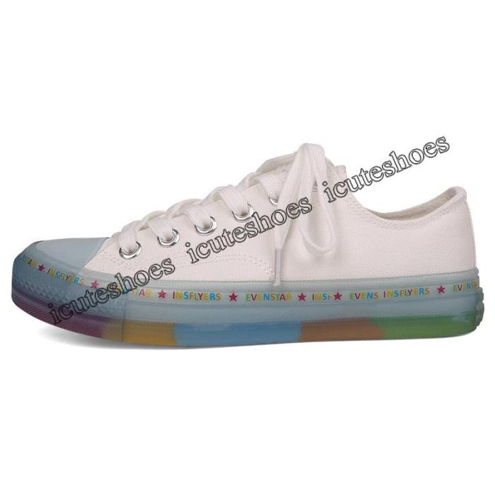 Transparent rainbow canvas shoes women new version shoes women