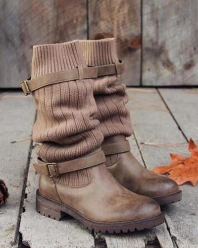 Vintage Belted Knitted Sock Boots