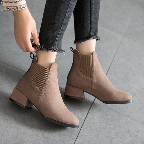 Ankle Boots for Women Platform Winter Fur Snow Leather
