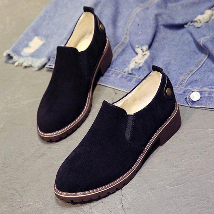 Women Fur Lined Suede Casual Slip On Boots