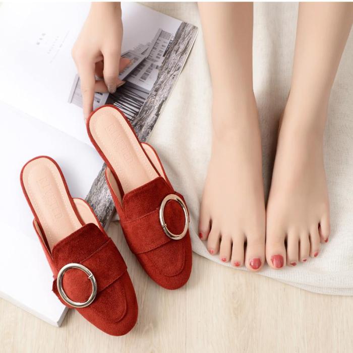 2020 Spring and Autumn Round Head Flat Heel Cool Slippers for Women Wearing Muller