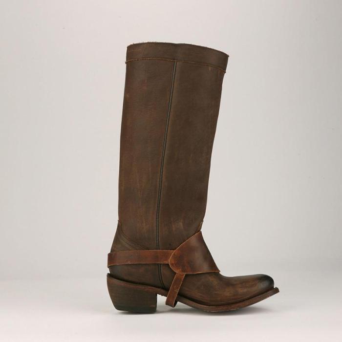 Women Vintage Tassel Knot Knee High Boots