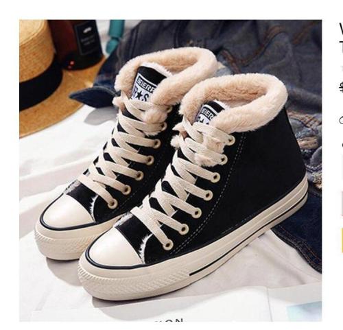 Women Winter Warm Boots Lace-up Suede High-Low Heel Shoes