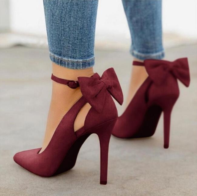 Suede Pointed Toe Back Thin High Heel Pumps Stiletto Party Shoes