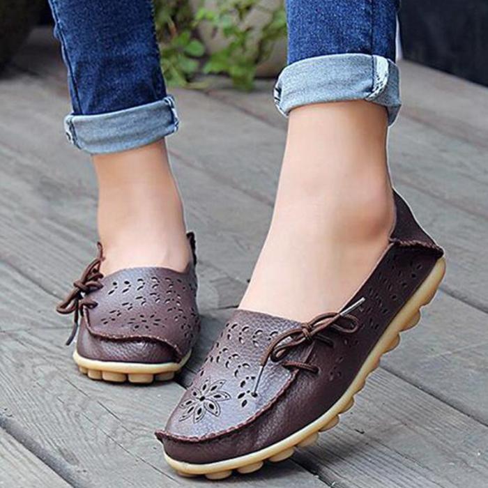 Women's Hollow-out Bow Trim Summer Flat Shoes