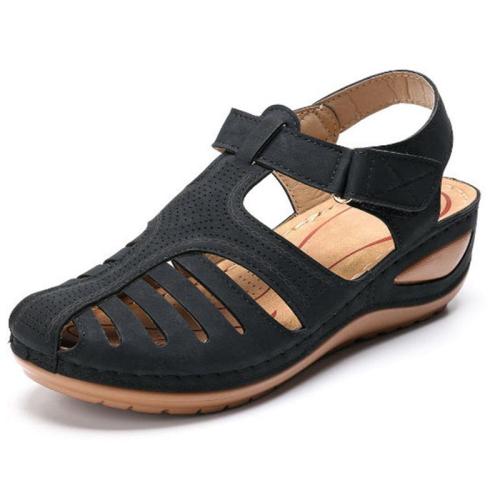 Woman Summer Leather Vintage Sandals Buckle Casual Sewing Solid Women Shoes