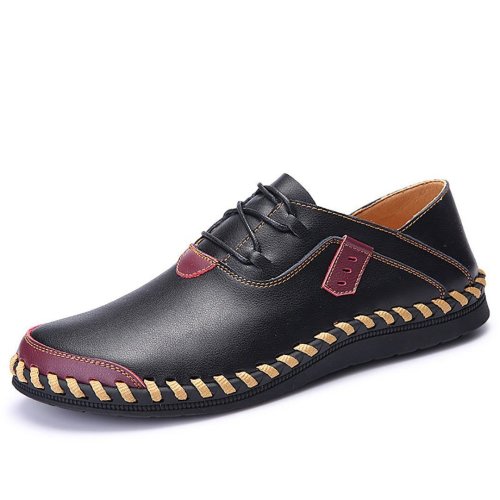 Men's Stitching Soft Sole Breathable Casual Lace Up Driving Loafers