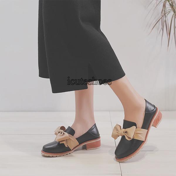 New Small Leather Shoes British Style Chunky Heel Shallow Single Shoes Women's Shoes