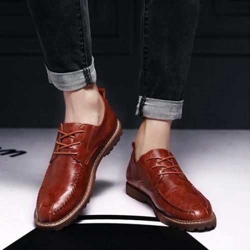 Men's Retro Vintage Martin Boots Pure Color Flat Shoes