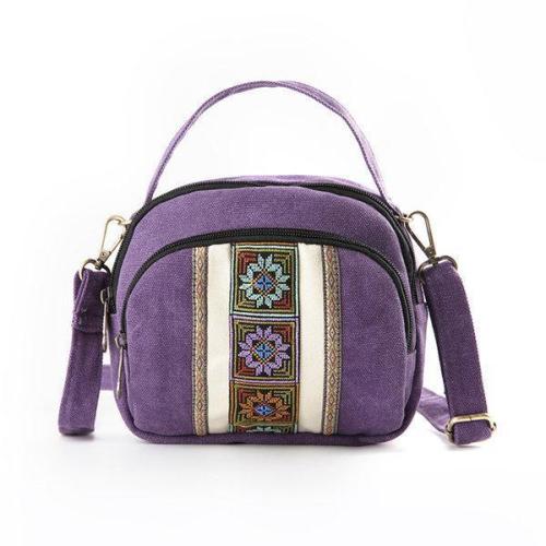 National Style Canvas Three-Layer Shoulder Bag Shell Bag