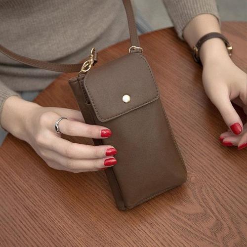Pure Color Crossbody Bag PU Leather 5.5inch Phone Bag