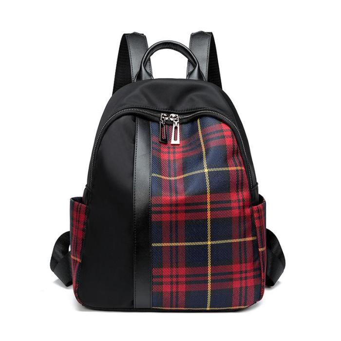plaid shoulder bag women's new Oxford cloth backpack travel bag