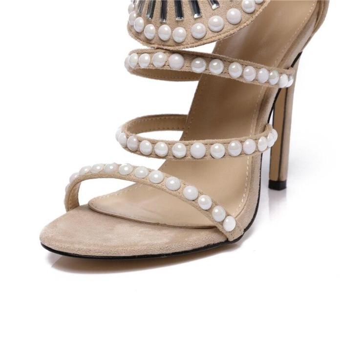 Summer Women High Heels Luxury Sandals Female Crystal Shoes Lady Pearl Sexy Pumps