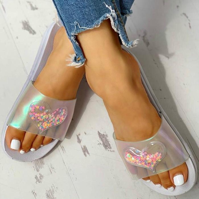 Summer Women Slippers Bling Flat Heel Open Toe Slides Daily Outdoor&Indoor
