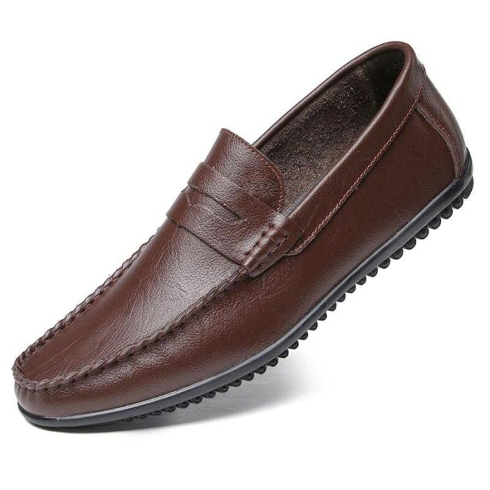 Man Shoes Slip on Summer Men's Leather Shoe Soft Breathable Flat Loafers Male Moccasins Leisure Footwear