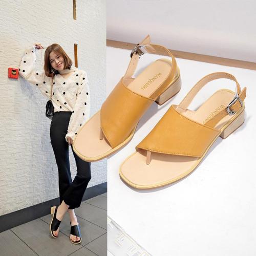 Summer New Roman Women's Shoes Large Size Open Toed with Chunky Heeled Women's Sandals Buckled Sandals