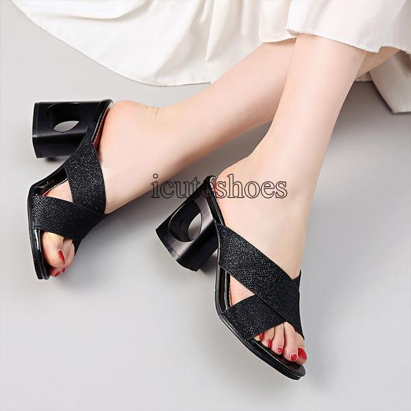Solid Colors Summer High Heels Sandals Fashion Dress Shoes Women Slipper